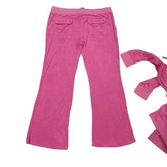 Juicy Couture Tracksuit Matching Set Large Jacket Pants Pockets Vintage Pink Y2k - Picture 12 of 15